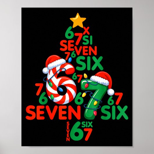 67 Christmas Tree Candy Cane Holiday Six Seven Mem Poster (Voorkant)
