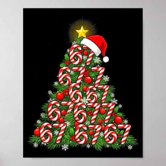 67 Christmas Tree Candy Cane Holiday Six Seven Mem Poster (Voorkant)