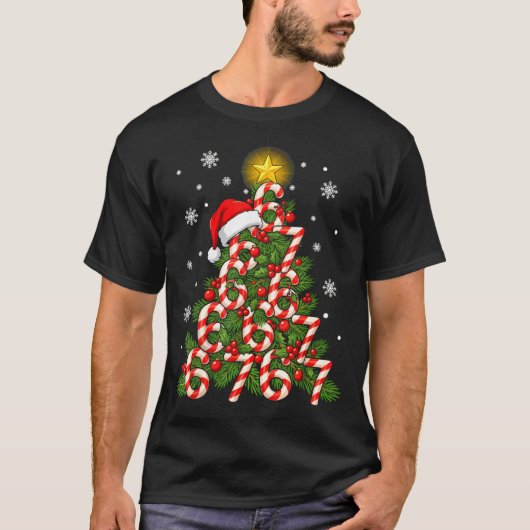 67 Christmas Tree Candy Cane Holiday Six Seven Mem T-shirt (Voorkant)