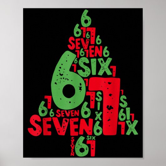 67 Christmas Tree Holiday Six Seven Meme Brainrot  Poster (Voorkant)