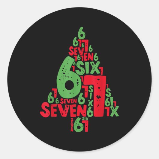67 Christmas Tree Holiday Six Seven Meme Brainrot  Ronde Sticker (Voorkant)