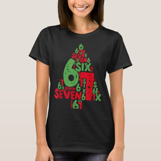 67 Christmas Tree Holiday Six Seven Meme Brainrot  T-shirt (Voorkant)
