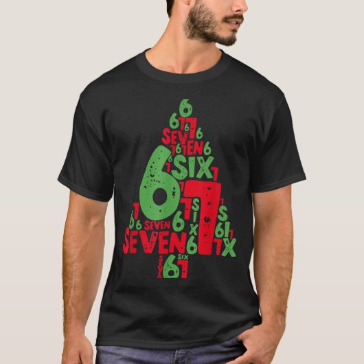 67 Christmas Tree Holiday Six Seven Meme Brainrot  T-shirt (Voorkant)