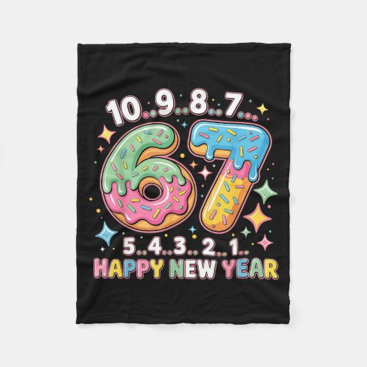67 Countdown Happy New Year 2026 Funny Donut Numbe Fleece Deken (Voorkant)