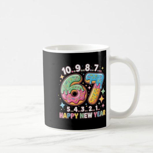 67 Countdown Happy New Year 2026 Funny Donut Numbe Koffiemok (Rechts)