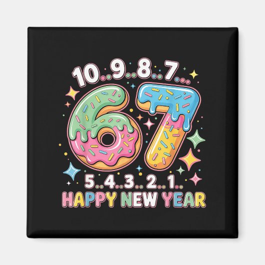 67 Countdown Happy New Year 2026 Funny Donut Numbe Magneet (Voorkant)