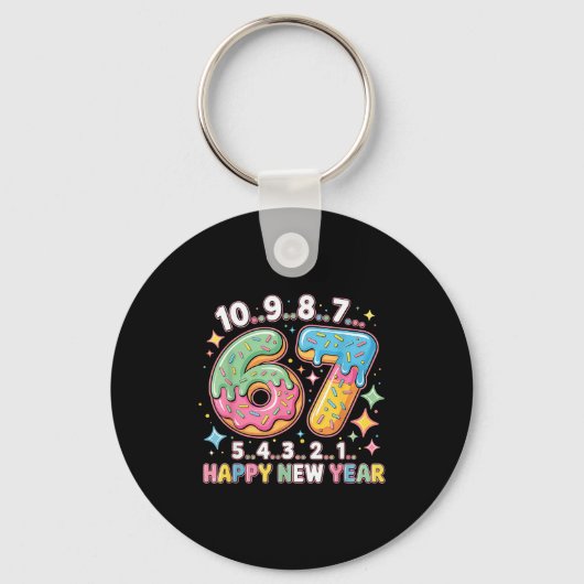 67 Countdown Happy New Year 2026 Funny Donut Numbe Sleutelhanger (Voorkant)
