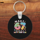 67 Countdown Happy New Year 2026 Funny Donut Numbe Sleutelhanger (Voorkant)