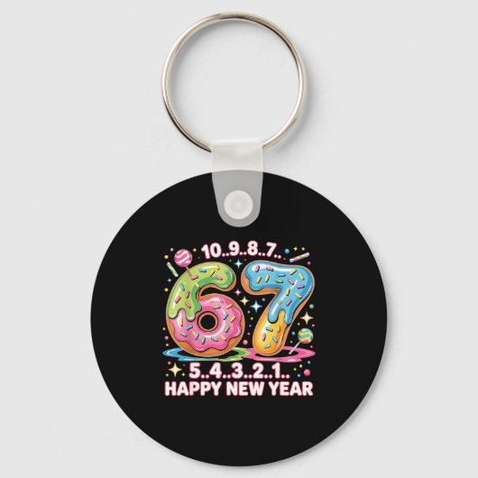 67 Countdown Happy New Year 2026 Funny Donut Numbe Sleutelhanger (Voorkant)
