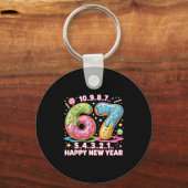 67 Countdown Happy New Year 2026 Funny Donut Numbe Sleutelhanger (Voorkant)