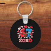 67 Cute Six Seven Gen Meme Couple Anniversary Vale Sleutelhanger (Voorkant)