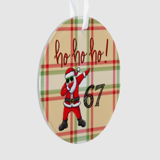 67 Dabbing Santa Christmas Ornament (voorkant)