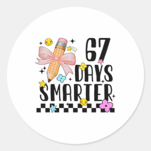 67 Dagen School Grappig 67 Dagen Slimmer Student L Ronde Sticker