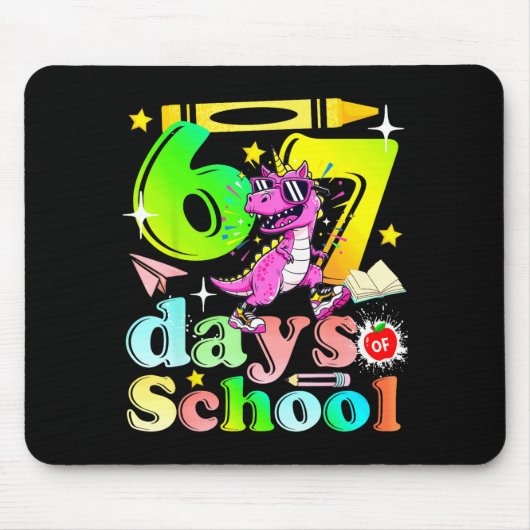 67 Dagen School Grappig 6-7 Kinderen Meisjes Eenho Muismat (Voorkant)
