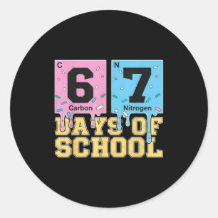 67 Dagen School Grappig 6 7 Leraar Wetenschap Peri Ronde Sticker