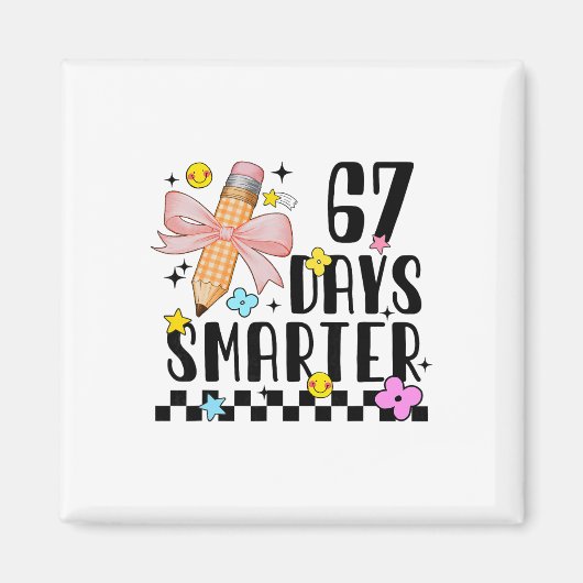 67 dagen school leuk 67 dagen slimmer student tee magneet (Voorkant)