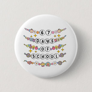 67 dagen school Lieve leraar Kleurrijke klas Ronde Button 5,7 Cm
