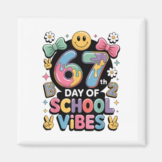 67 Dagen School Meme100ste Dag School Sfeer Pi Magneet (Voorkant)