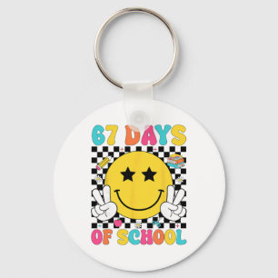 67 Dagen School Retro Glimlach Leraar Kinderen Zes Sleutelhanger