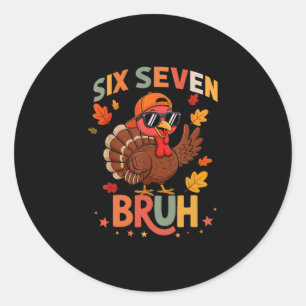67 Dankzegging Grappige Zes Zeven Meme Kalkoen Gor Ronde Sticker