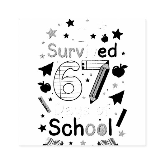 67 DAY OF SCHOOL RUBBERSTEMPEL (Afrduk)