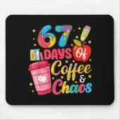67 Days Of Coffee And Chaos Funny Teacher Student  Muismat (Voorkant)