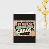 67 Days Of Coffee Teachers Retro School Six Seven  Kaart (Gele Bloem)