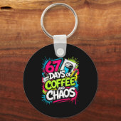 67 Days Of Coffee Teachers Retro School Six Seven Sleutelhanger (Voorkant)