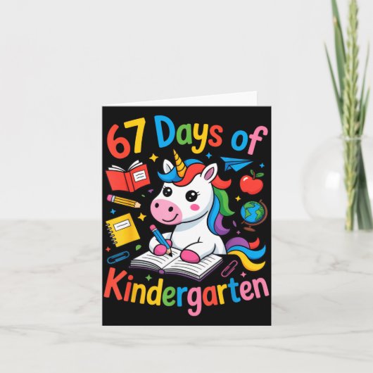 67 Days Of Kindergarten Cute Unicorn For Teachers Kaart (Voorkant)