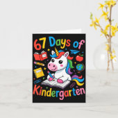 67 Days Of Kindergarten Cute Unicorn For Teachers Kaart (Gele Bloem)