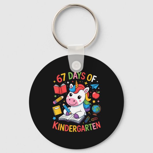 67 Days Of Kindergarten Unicorn Outfit For Kids An Sleutelhanger (Voorkant)