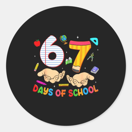 67 Days Of School 67 Funny Six Seven Meme 6-7  Ronde Sticker (Voorkant)
