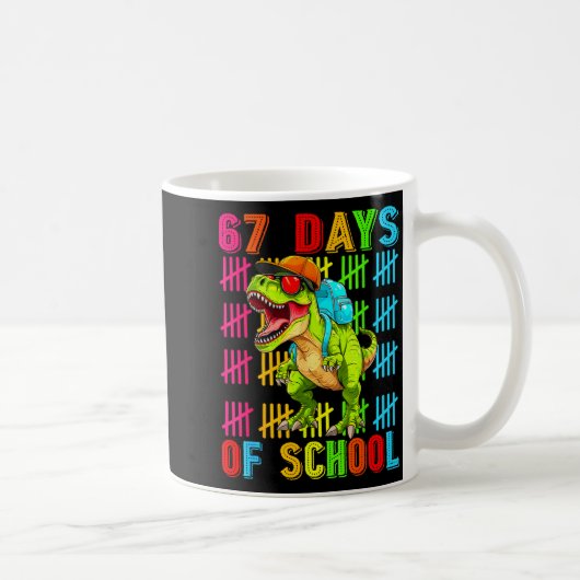 67 Days Of School 67th Day Dinosaur For Boys Mens  Koffiemok (Rechts)