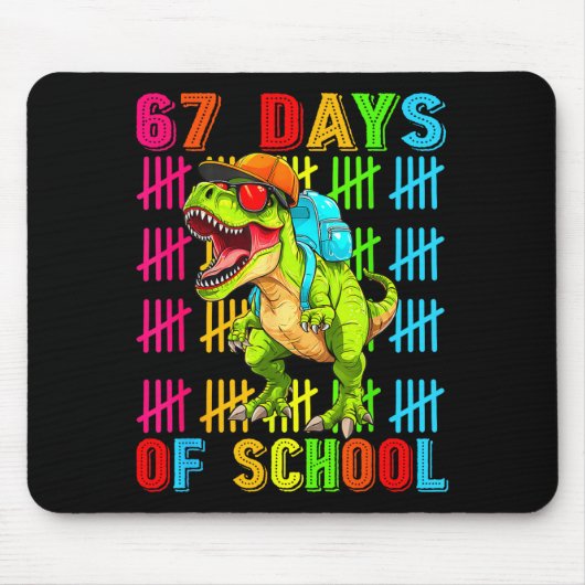 67 Days Of School 67th Day Dinosaur For Boys Mens Muismat (Voorkant)