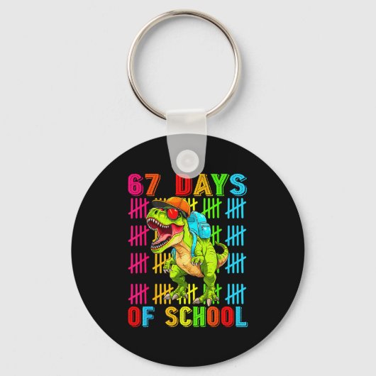 67 Days Of School 67th Day Dinosaur For Boys Mens Sleutelhanger (Voorkant)