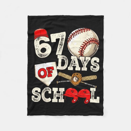 67 Days Of School 67th Day Funny Baseball Meme Men Fleece Deken (Voorkant)