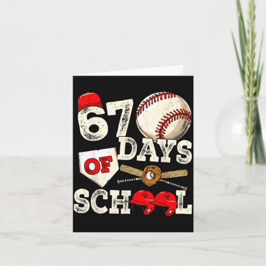 67 Days Of School 67th Day Funny Baseball Meme Men Kaart (Voorkant)