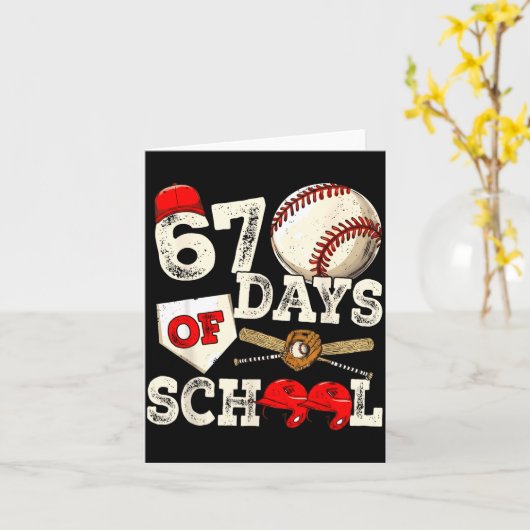67 Days Of School 67th Day Funny Baseball Meme Men Kaart (Gele Bloem)