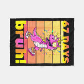 67 Days Of School Bruh Funny Kids Girls Dinosaur U Fleece Deken (Voorkant (Horizontaal))