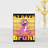 67 Days Of School Bruh Funny Kids Girls Dinosaur U Kaart (Gele Bloem)
