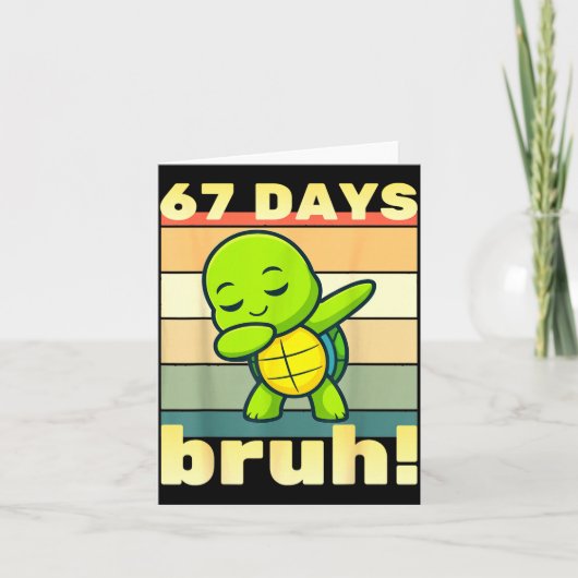 67 Days Of School Bruh Funny Meme Boys Kids Dabbin Kaart (Voorkant)