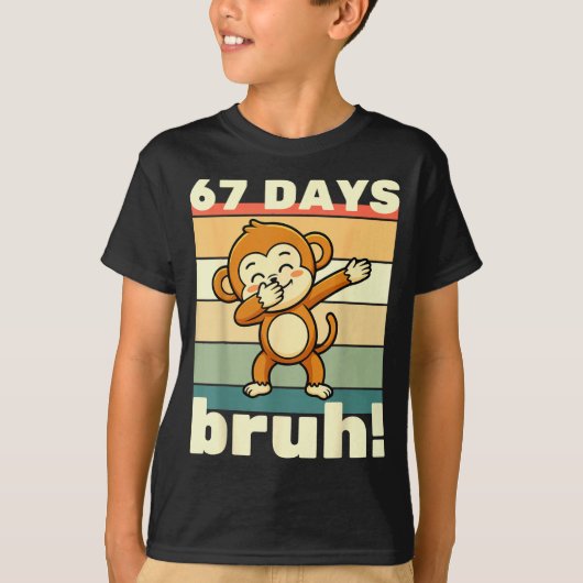 67 Days Of School Bruh Funny Meme Boys Kids Dabbin T-shirt (Voorkant)