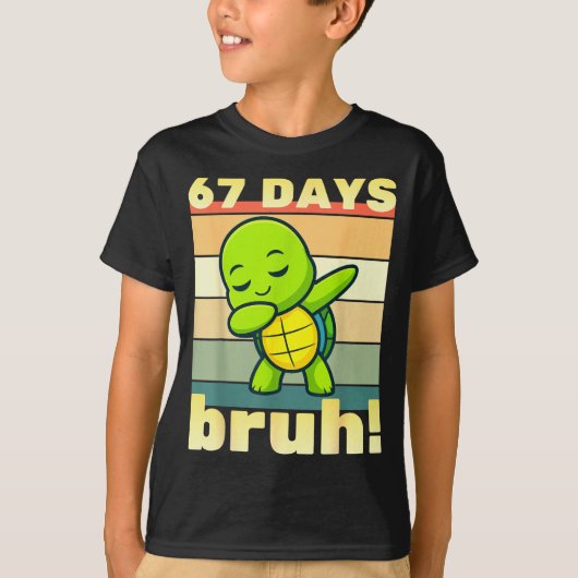 67 Days Of School Bruh Funny Meme Boys Kids Dabbin T-shirt (Voorkant)