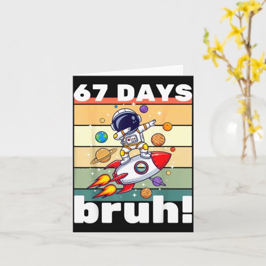 67 Days Of School Bruh Funny Meme Kids Dabbing Ast Kaart (Gele Bloem)