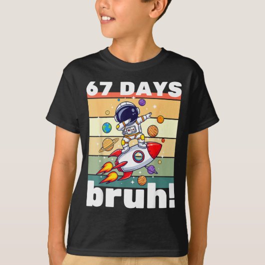 67 Days Of School Bruh Funny Meme Kids Dabbing Ast T-shirt (Voorkant)