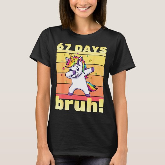 67 Days Of School Bruh Funny Teacher Kids Dabbing  T-shirt (Voorkant)