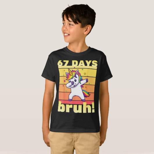 67 Days Of School Bruh Funny Teacher Kids Dabbing  T-shirt (Voorkant volledig)