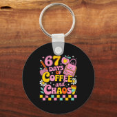 67 Days Of School Coffee Lover 67th Day Of School Sleutelhanger (Voorkant)