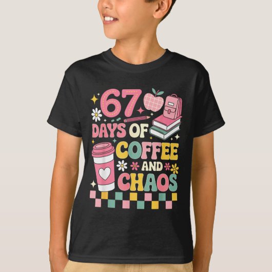 67 Days Of School Coffee Lover 67th Day Of School  T-shirt (Voorkant)