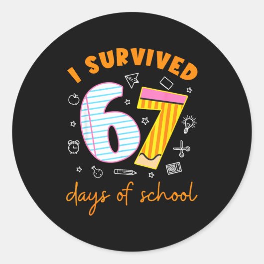 67 Days Of School Cool Teacher Design Ronde Sticker (Voorkant)